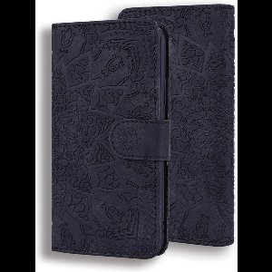 Hoesje geschikt voor iPhone 16 Pro Max - Bookcase - Pasjeshouder - Portemonnee - Mandalapatroon - Kunstleer - Zwart