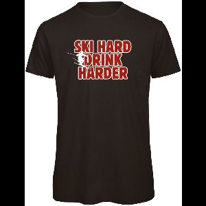 Ski hard drink harder wintersport t-shirt zwart L - soBAD. | Foute apres ski outfit | kleding | verkleedkleren | wintersport t-shirt | wintersport dames en heren