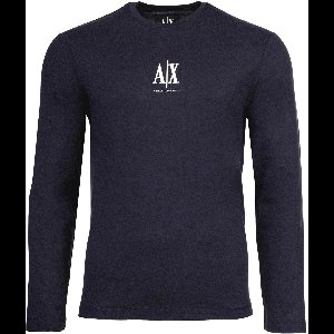 Printed Long Sleeve Round Neck Knitwear - Blue Shirts