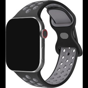 Innerlight® Sport+ - Zwart/Grijs - 38mm / 40mm / 41mm - OneSize - Siliconen bandje geschikt voor Apple Watch - Zwart Grijs - OneSize - Geschikt als Apple watch bandje voor Series 1/2/3/4/5/6/7/8/9/10/SE