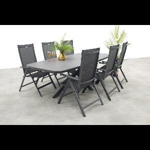 Hartman Napoli/Soreno deens ovale verstelbare tuinset 240x110 cm. - Licht grijs