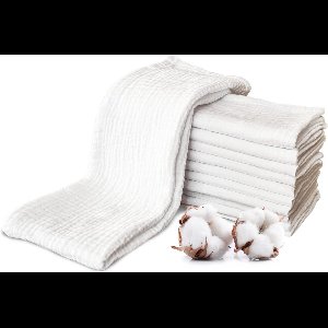 Oeko-Tex 10-delige set, mousseline, stoffen luiers, wit, 30 x 50 cm, absorberende katoenen washandjes, zacht en ademend, voor baby's, premium kwaliteit