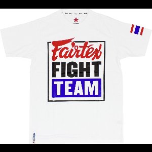 Fairtex TST51 Fight Team T-Shirt - Wit - opdruk rood/zwart/blauw - maat L