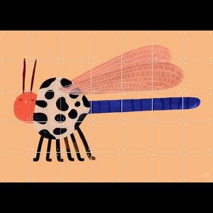 IXXI Chubby Dragonfly, Aniek Bartels - 140 x 100 cm - Gratis ophangtool - Grote wanddecoratie en posters - Cartoonesk, Illustraties, Speels