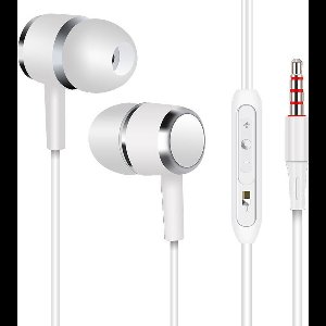 2x Bedrade oortjes - In Ear Oordopjes - Oortjes met Draad en Microfoon - Extra Bass - 3,5mm Jack Aansluiting - 120cm kabel - Wit