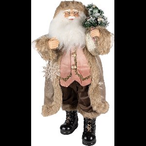 Clayre & Eef Beeld Kerstman 47 cm Beige Bruin Kunststof Kerstfiguren