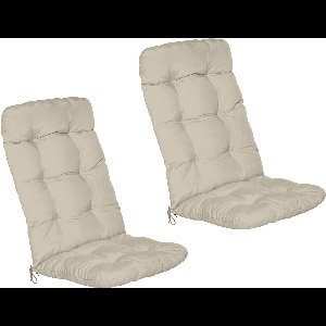 Beautissu Flair HL – Set van 2 Tuinstoelkussens Hoge Rug – 120x50 cm – Natuur – Tuinkussen in Matraskussen Kwaliteit