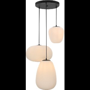Olucia - Moderne hanglamp wit, Davide - Vorm: Rond