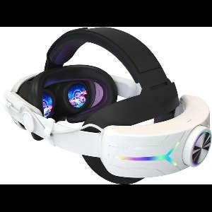 JustValue Elite Strap met VR Cover en 8000mAh Batterij - Vervanging Geschikt voor Oculus Quest 3 en Meta Quest 3 en 3s - RGB Verstelbare Comfortabele Riem met Hoofdkussen - Wit