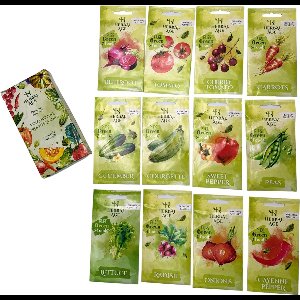 MGM Trading 12 Groentezaadjesmix - 5100 Zaadjes - Tomaat, Paprika, Ui, Sla, Courgette, Komkommer, Cherrytomaat, Wortelen, Erwten, Rode Biet, Cayennepeper Klaar Om Buiten Geplant Te Worden, Kweek Uw Eigen Tuin