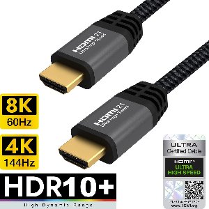 Qnected® HDMI 2.1 kabel 1 meter - Gen 2 Certified - 4K 120Hz & 144Hz, 8K 60Hz Ultra HD - Ultra High Speed - 48 Gbps - PS5, Xbox Series X & S - Graphite Grey