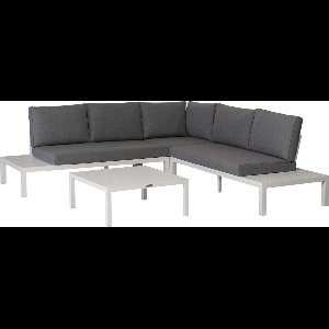 WOOOD La Vida Loungeset Buiten - Aluminium - Wit - 63x245x245