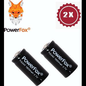 Powerfox ® 2x 16340 - 1800 mah 3.7 Volt oplaadbare batterij - Geschikt voor zaklampen, videodeurbel, laserpennen en meer!