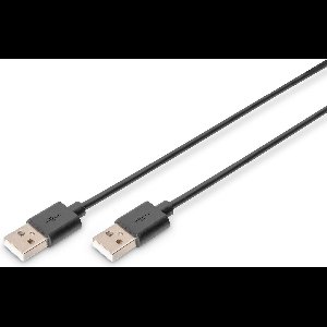 Digitus USB A, 3m USB-kabel USB 2.0 Zwart