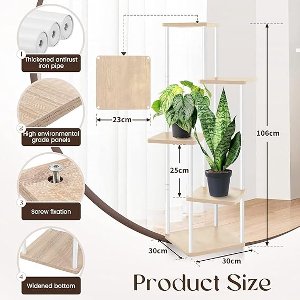 plantenstandaard - houten - voor binnen en buiten - 5-laags - 106 cm hoge - 20 x 15 x 10 centimeter - hout