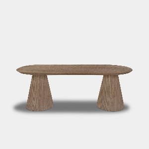 Tafel Plat Ovaal Eikenhout - Set Kegelpoot - Pura Natura