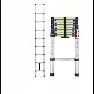 Aluminium Telescopische Ladder Florano - 260CM - Vouwladder met Antislipvoeten - Multifunctionele Verlenging - Rechte Ladder voor Loft