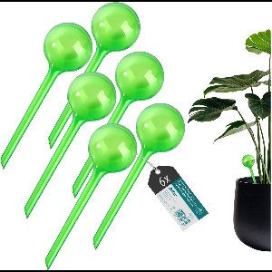 Sillar, waterdruppelaar voor planten, set 6 stucks, druppelsysteem, waterbol voor kamerplanten, 70ml, 12cm, M, groen