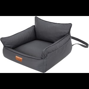 Voorstoel Honden Autostoel Mand – DogSeat Nova Cruise ® – Donker Grijs Leatherlook – Voor Kleine Honden – Met veiligheidsriem, gesp en gordel slot – Voorstoel & Achterbank – Waterafstotend & Krasbestendig – Luxe Autostoel Hond – Machinewasbaar