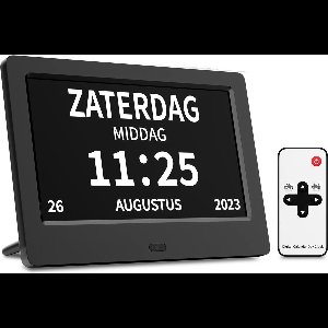 FEDEC Digitale Dementieklok Beeldscherm – Digitale fotolijst - Alarmfunctie - Afstandsbediening – Kalenderklok – Zwart