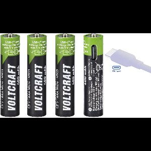 VOLTCRAFT VC-AAA400USB Oplaadbare batterij (USB-C) Li-ion 400 mAh 1.5 V 4 stuk(s)