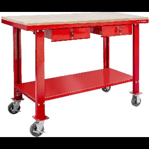 Werkbank 150 cm met wielen MDF werkblad 2 lades MW Tools DER1500WR