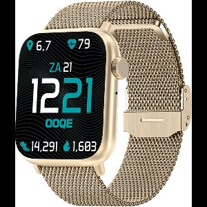 OOQE WATCH PRO 7 - Smartwatch Dames | Elegant Design | Bellen en Gebeld Worden | Berichten Inzien |Gezondheidsanalyse | Sportanalyse | Stress en Slaap Management | Nederlandstalig | Barst- en Krasbestendig | Goud