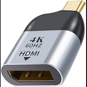 DrPhone UCE2 - USB-C naar HDMI female 2.0 - Thunderbolt 3 - 4K 60hz Adapter – Converter – Zwart/Zilver