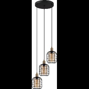 EGLO Chisle Hanglamp - E27 - Ø 42,5 cm - Glas, Staal - Zwart/Amber