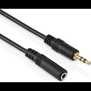 Jack verlengkabel - Male naar Female - Verguld - 5 meter - Zwart - Allteq