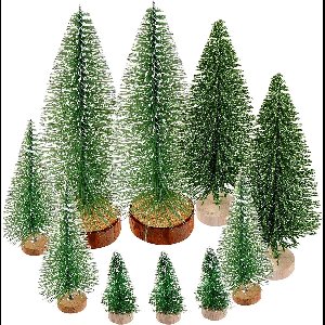 kerstboom - Kunstkerstboom dennenboom, kleine - kerstboom met sneeuweffect,- Set van 45 - groen - 4,5/6,5/8,5/12,5 cm