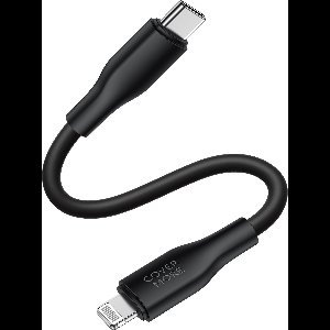 Oplaadkabel geschikt voor iPhone 14 t/m 7, iPad 2017 t/m 2021 met Lightning naar usb C - Kabel - Voor snellader - Power delivery - 20w - Kort - Zwart