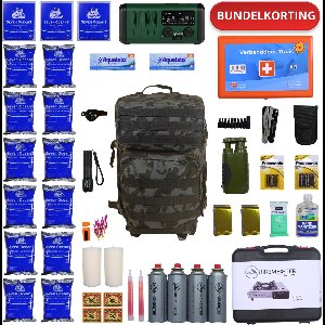 NoodPrepz - Elite noodpakket voor thuis - inclusief noodrantsoen voor 72 uur - survivalpakket met hoogwaardige EHBO-kit – overlevingspakket voor oorlog, stroomuitval en evacuatie – compleet pakket samengesteld volgens advies van de overheid