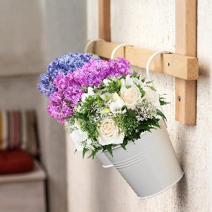 Candala Hangpotten, metaal, set van 6 stuks, om op te hangen, wit, hangbloempotten met afneembare handgreep, haak voor bloemen, kruiden, vetplanten, planten