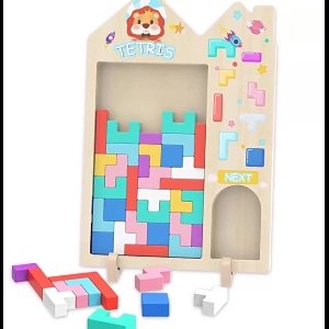 Houten Tetris Puzzel – Educatief Bouwspel voor Kinderen