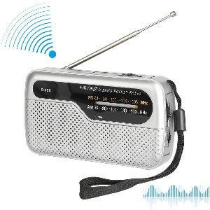 OIMG AM/FM-zakradio - Hoogwaardige - Kleine Draagbare Radio op Batterijen - Noodradio - Radio op Batterijen - batterijduur - Gebruiksvriendelijk - Koptelefoonaansluiting - Kleine Radio - voor thuis en buiten - Geschikt als kerstcadeau - zilver