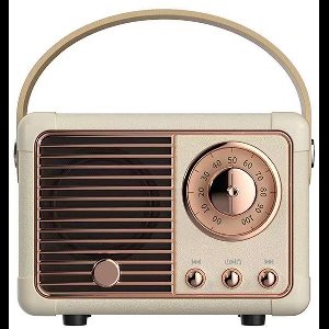 Gigicial Retro Bluetooth Speaker - Vintage Bluetooth Speaker - Draagbaar & Mini Retro Design+Crystal Clear Sound - 1 - Voor Buiten/Thuis+Gebroken Wit