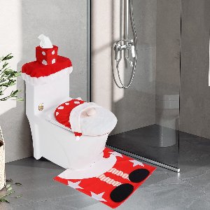 Mmgoqqt 1-Delige Kerst Polka Dot Toilet Cover - Toiletbrilhoes - Rood - Standaardmodel - Anti-Slip - Wasbaar - Kerst Decoratie
