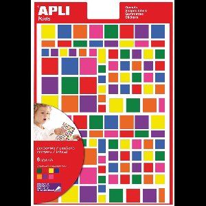Apli Kids verwijderbare stickers | vierkant | blister met 756 stuks in geassorteerde kleuren en groottes