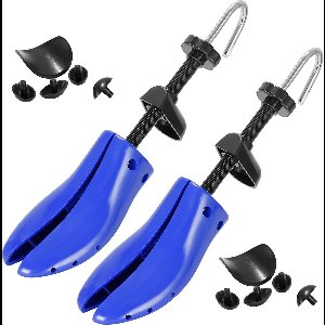 Schoenrekkers voor Heren en Dames, 2 paar, Hout, Verstelbaar, Schoenvorm Rek voor Lengte en Breedte, Geschikt voor Wide Feet, EU 40-47, Blauw