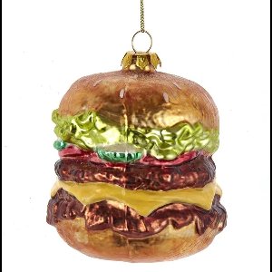 Kurt S. Adler kerstornament dubbele cheeseburger 3D glas - Kersthanger