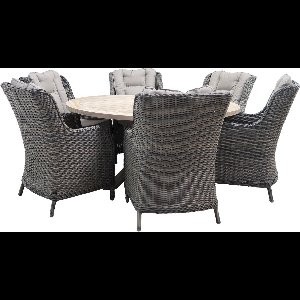 Taste by 4 Seasons Louvre 160cm Ø tuinset met Osborn tuinstoel Sand 7-delig