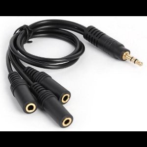 3,5mm Jack naar 3x 3,5mm Jack stereo audio splitter - zwart - 0,30 meter