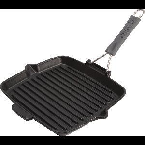 Staub - Grillpan met siliconen handvat - Gietijzer - 24 x 24 cm - Zwart