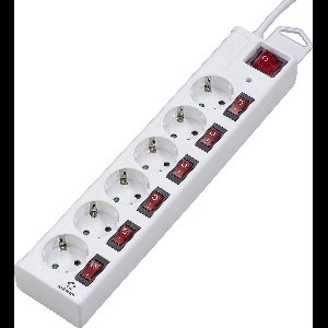 Renkforce 615B-CMW-S Overspanningsveilige stekkerdoos 6-voudig Wit Randaarde stekker 1 stuk(s)