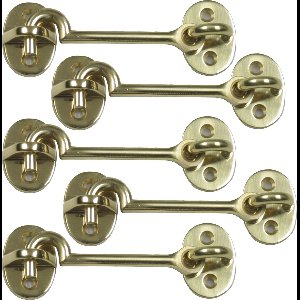 AMIG windhaak / windhaken - 5x - messing - goudkleur - L7.5 cm - D5 mm - met schroefoog