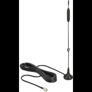 LTE / GSM / UMTS -antenne SMA -plug 3 - 5 dBi Vaste omnidirectionele met magnetische basis- en verbindingskabel RG -174 3 M Outdoor Black