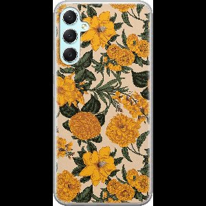 Leuke Telefoonhoesjes - Hoesje geschikt voor Samsung Galaxy A34 - Retro flowers - Soft case - TPU - Bloemen - Geel