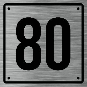 Huisnummerbord 80 - Incl. Schroeven en Pluggen – Acrylaat - 10 x 10 cm - RVS met Zwart