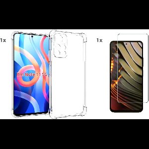 Hoesje geschikt voor Xiaomi RedMi Poco M4 Pro 5G Transparant Hoesje Met Bumper en Glas Screenprotector - Xiaomi RedMi Poco M4 Pro 5G case - Xiaomi Poco M4 Pro 5G backcover - Ntech hoesje